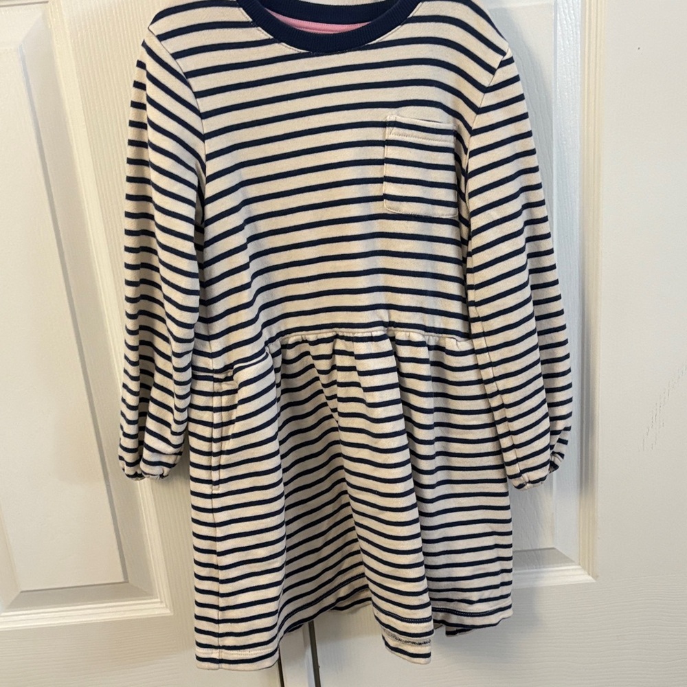 Mini Boden Navy and Cream Striped Dress
